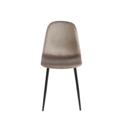 Lot de 4 chaises LENA velours taupe pieds métal noir