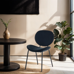 Lot de 2 chaises SHEILA velours noir pieds métal noir