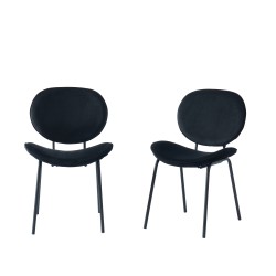 Lot de 2 chaises SHEILA velours noir pieds métal noir