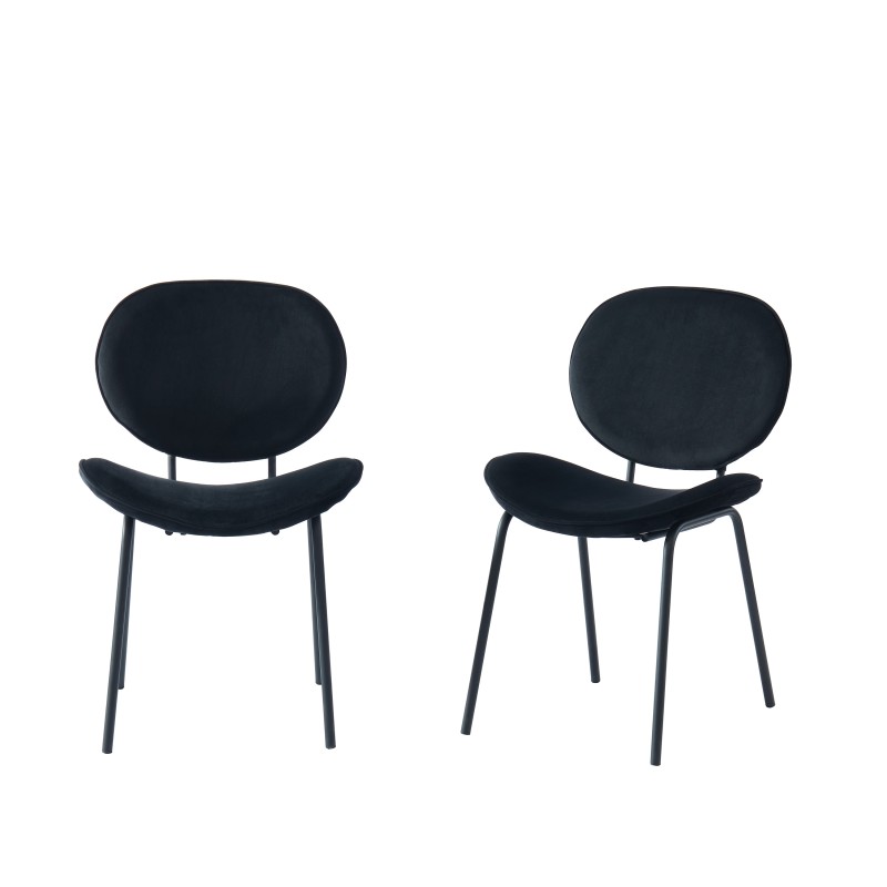 Lot de 2 chaises SHEILA velours noir pieds métal noir