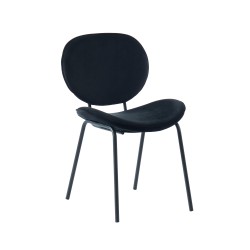 Lot de 2 chaises SHEILA velours noir pieds métal noir