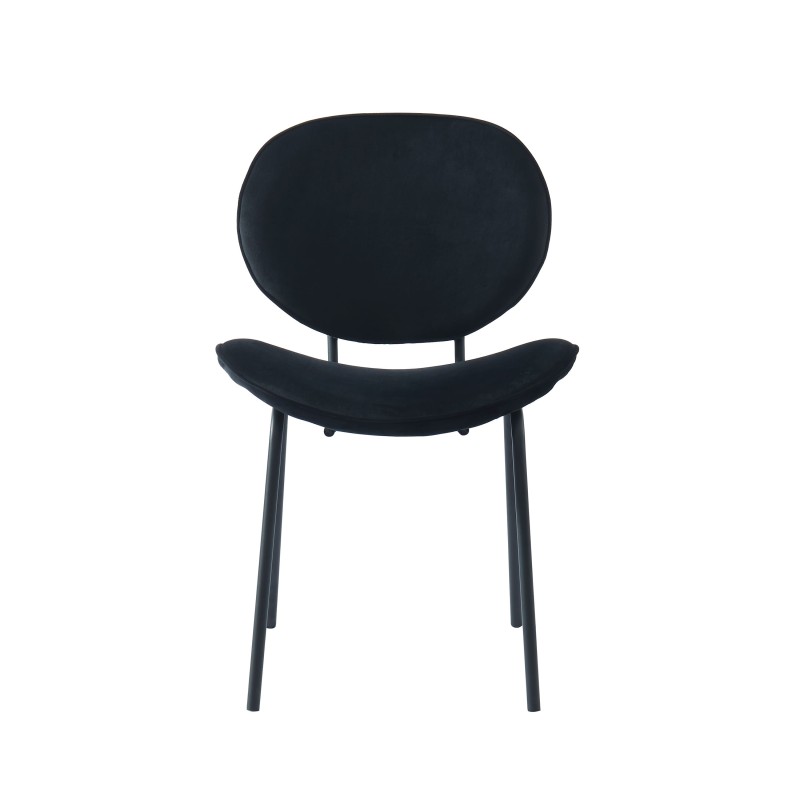 Lot de 2 chaises SHEILA velours noir pieds métal noir