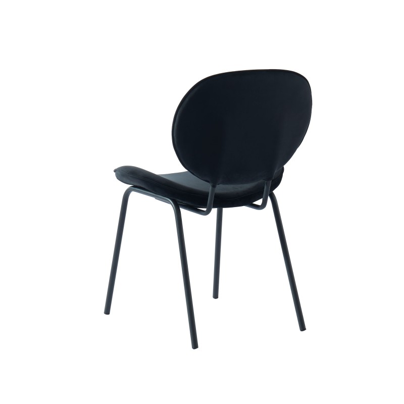 Lot de 2 chaises SHEILA velours noir pieds métal noir