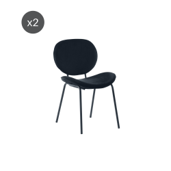Lot de 2 chaises SHEILA velours noir pieds métal noir