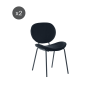 Lot de 2 chaises SHEILA velours noir pieds métal noir