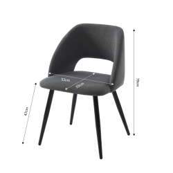 Lot de 2 chaises VINTAGE velours côtelé gris pieds métal noir