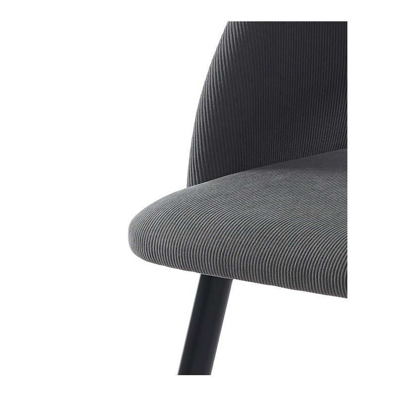 Lot de 2 chaises VINTAGE velours côtelé gris pieds métal noir