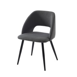 Lot de 2 chaises VINTAGE velours côtelé gris pieds métal noir