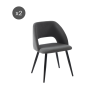 Lot de 2 chaises VINTAGE velours côtelé gris pieds métal noir