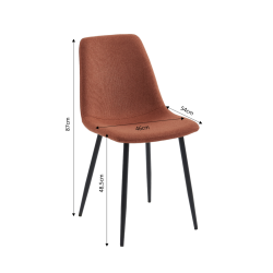 Lot de 4 chaises ESTELLE tissu bordeaux pieds métal noir