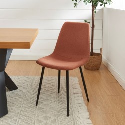 Lot de 4 chaises ESTELLE tissu bordeaux pieds métal noir