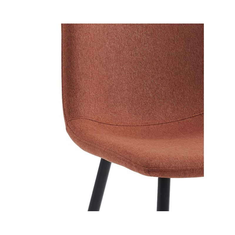 Lot de 4 chaises ESTELLE tissu bordeaux pieds métal noir