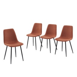 Lot de 4 chaises ESTELLE tissu bordeaux pieds métal noir