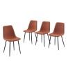Lot de 4 chaises ESTELLE tissu bordeaux pieds métal noir
