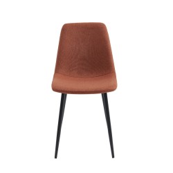 Lot de 4 chaises ESTELLE tissu bordeaux pieds métal noir