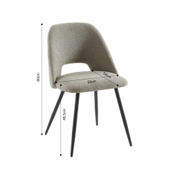 Lot de 2 chaises ELISABETH tissu gris pieds métal noir