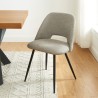 Lot de 2 chaises ELISABETH tissu gris pieds métal noir