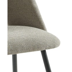 Lot de 2 chaises ELISABETH tissu gris pieds métal noir
