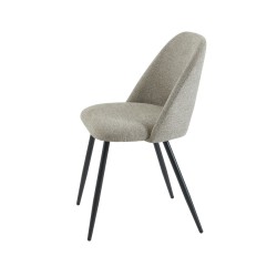 Lot de 2 chaises ELISABETH tissu gris pieds métal noir