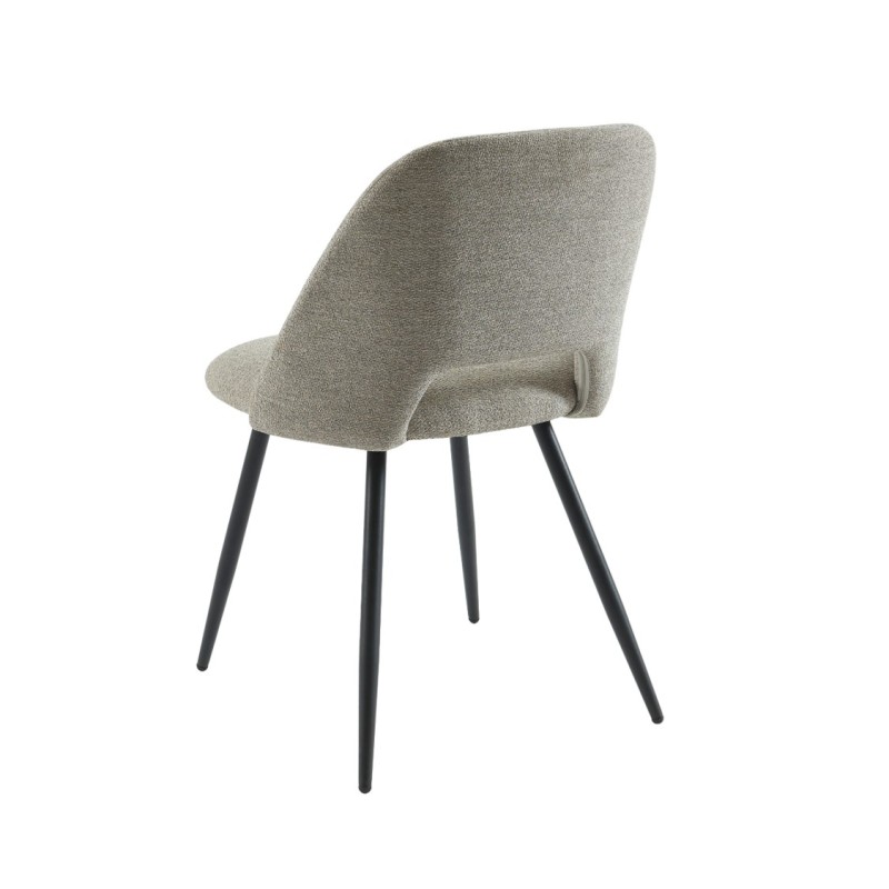 Lot de 2 chaises ELISABETH tissu gris pieds métal noir
