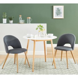 Lot de 2 chaises EUGENIE tissu gris pieds hêtre massif