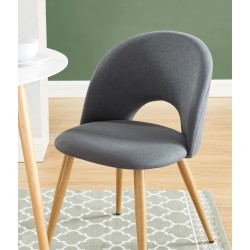 Lot de 2 chaises EUGENIE tissu gris pieds hêtre massif