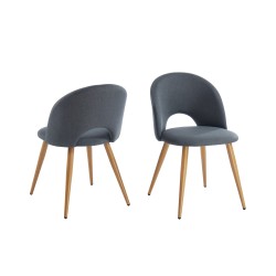 Lot de 2 chaises EUGENIE tissu gris pieds hêtre massif