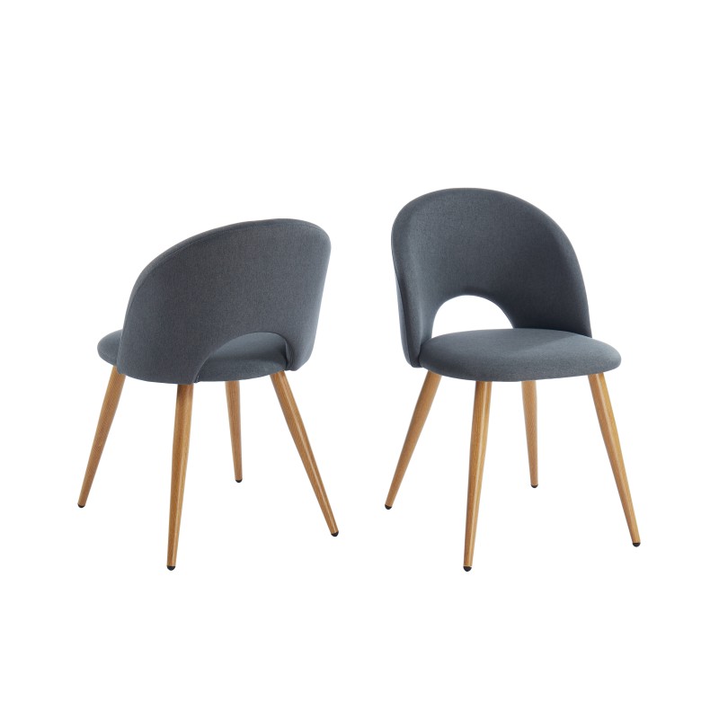 Lot de 2 chaises EUGENIE tissu gris pieds hêtre massif