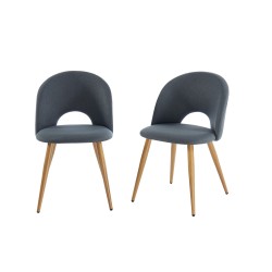 Lot de 2 chaises EUGENIE tissu gris pieds hêtre massif