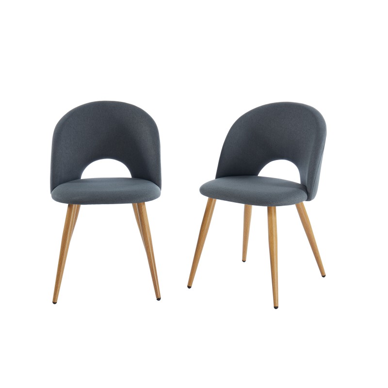 Lot de 2 chaises EUGENIE tissu gris pieds hêtre massif