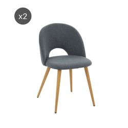 Lot de 2 chaises EUGENIE tissu gris pieds hêtre massif