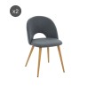 Lot de 2 chaises EUGENIE tissu gris pieds hêtre massif