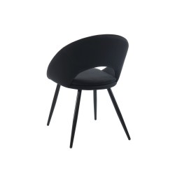 Chaise LEONIE velours noir pieds métal noir