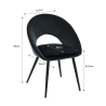 Chaise LEONIE velours noir pieds métal noir