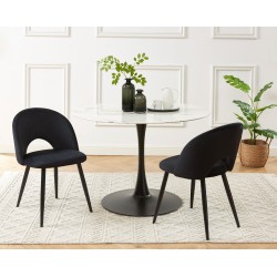 Lot de 2 chaises EUGENIE velours noirpieds métal noir