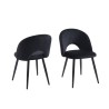 Lot de 2 chaises EUGENIE velours noirpieds métal noir