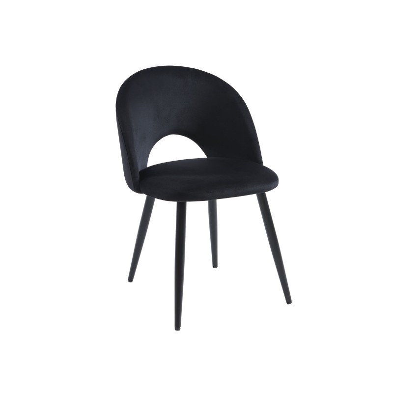 Lot de 2 chaises EUGENIE velours noirpieds métal noir