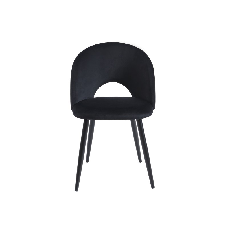 Lot de 2 chaises EUGENIE velours noirpieds métal noir
