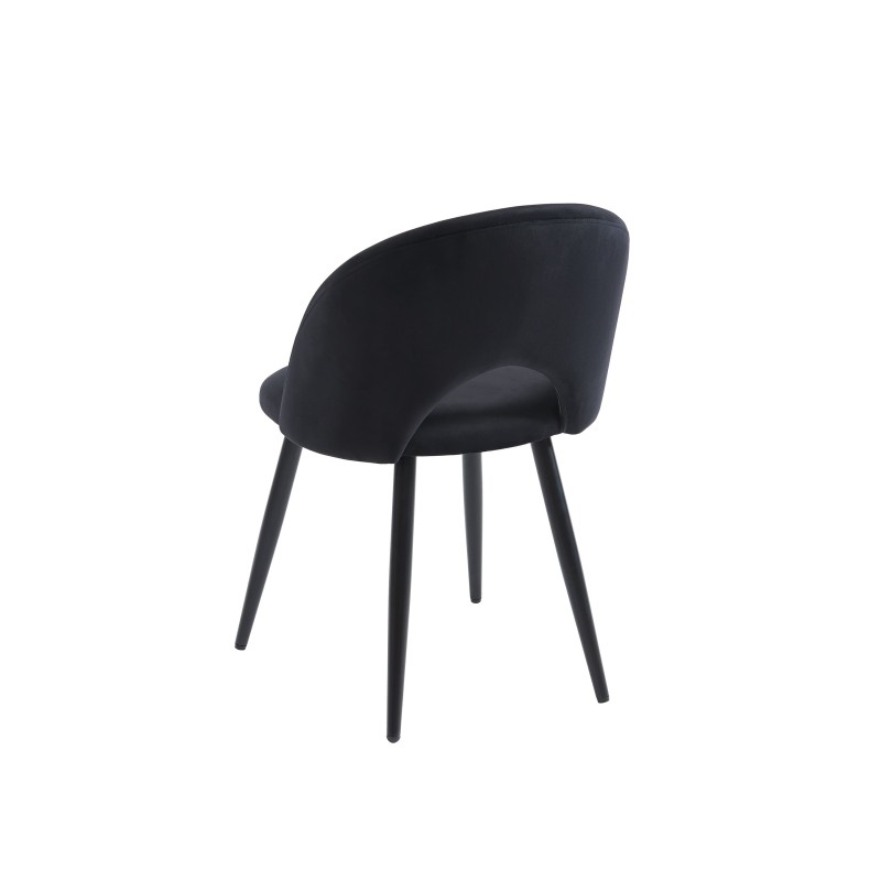 Lot de 2 chaises EUGENIE velours noirpieds métal noir