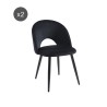 Lot de 2 chaises EUGENIE velours noirpieds métal noir