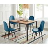 Lot de 4 chaises LENA velours bleu paon pieds métal noir