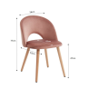 Lot de 2 chaises EUGENIE velours rose pieds hêtre massif