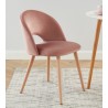 Lot de 2 chaises EUGENIE velours rose pieds hêtre massif
