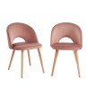 Lot de 2 chaises EUGENIE velours rose pieds hêtre massif