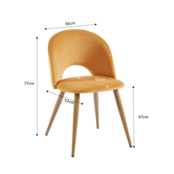 Lot de 2 chaises EUGENIE velours jaune pieds hêtre massif