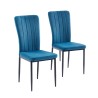 Lot de 2 chaises POPPY velours bleu pieds métal noir