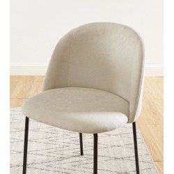 Lot de 2 chaises BROOKLYN tissu beige pieds en métal noir