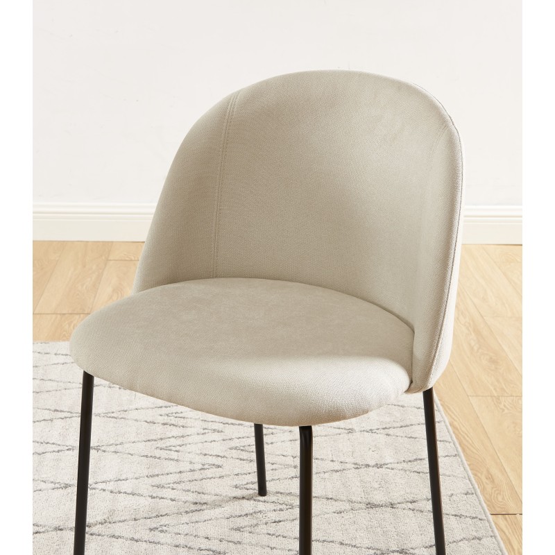 Lot de 2 chaises BROOKLYN tissu beige pieds en métal noir