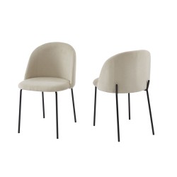 Lot de 2 chaises BROOKLYN tissu beige pieds en métal noir