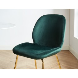 Lot de 2 chaises GISEL velours vert foncé pieds métal doré